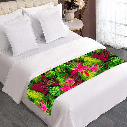 Pink Hawaiian Tropical Pattern Print Bed Runner