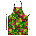 Pink Hawaiian Tropical Pattern Print Bib Apron With Pocket