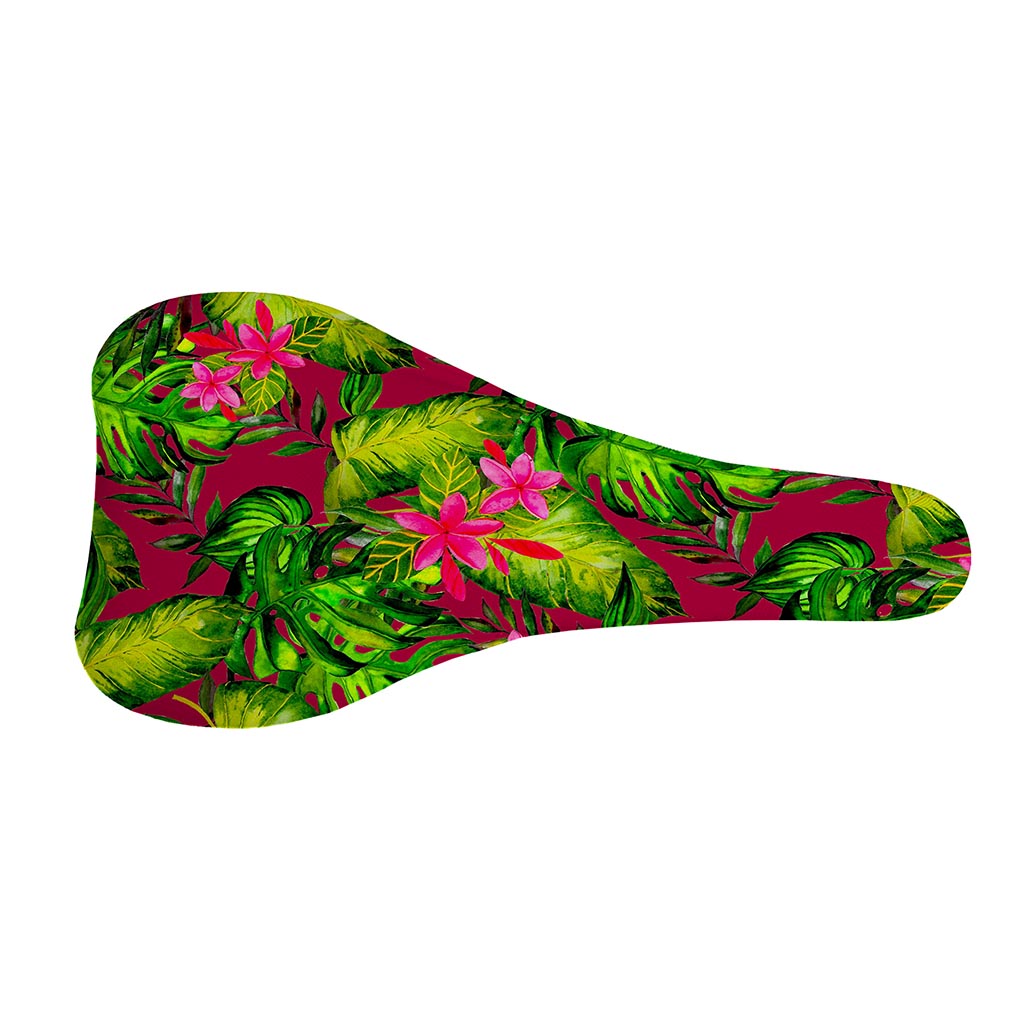 Pink Hawaiian Tropical Pattern Print Bicycle Seat Cover