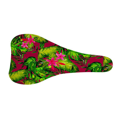 Pink Hawaiian Tropical Pattern Print Bicycle Seat Cover