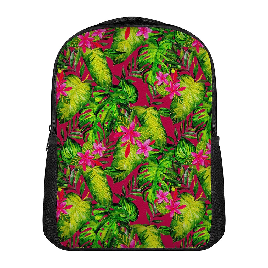 Pink Hawaiian Tropical Pattern Print Casual Backpack