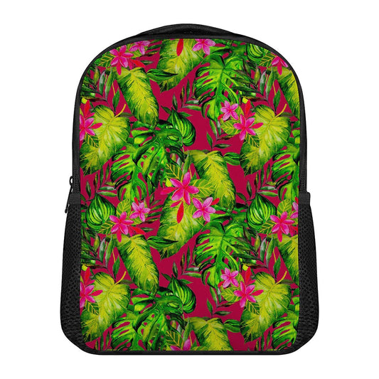 Pink Hawaiian Tropical Pattern Print Casual Backpack