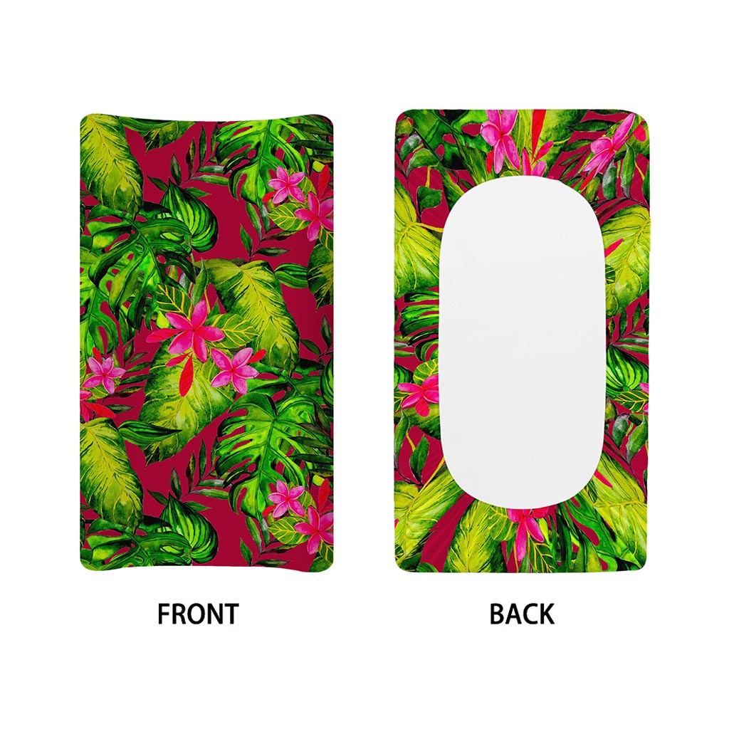 Pink Hawaiian Tropical Pattern Print Changing Pad Cover