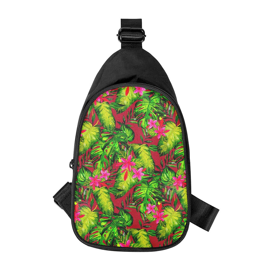 Pink Hawaiian Tropical Pattern Print Chest Bag