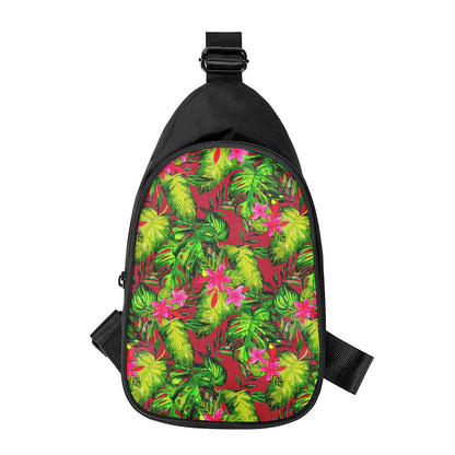 Pink Hawaiian Tropical Pattern Print Chest Bag
