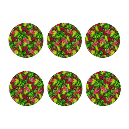 Pink Hawaiian Tropical Pattern Print Coaster Set