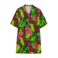 Pink Hawaiian Tropical Pattern Print Cotton Hawaiian Shirt