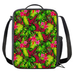Pink Hawaiian Tropical Pattern Print Crossbody Lunch Bag