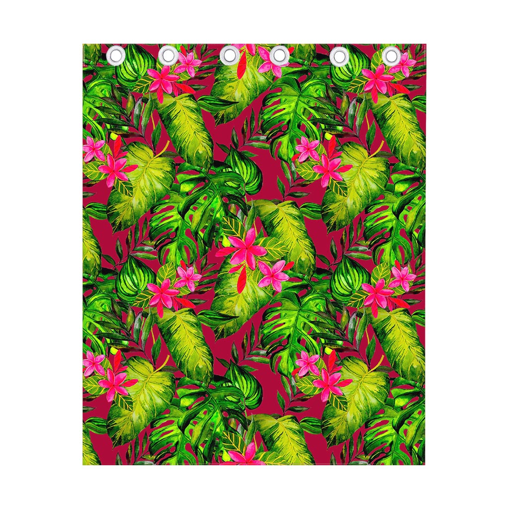 Pink Hawaiian Tropical Pattern Print Curtain