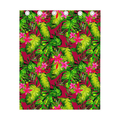 Pink Hawaiian Tropical Pattern Print Curtain