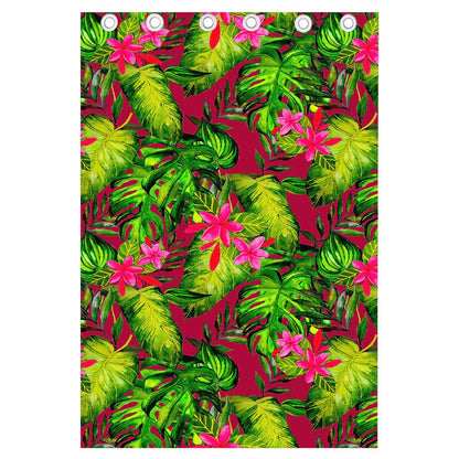 Pink Hawaiian Tropical Pattern Print Curtain