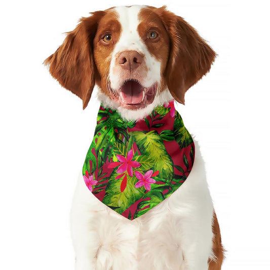 Pink Hawaiian Tropical Pattern Print Dog Bandana