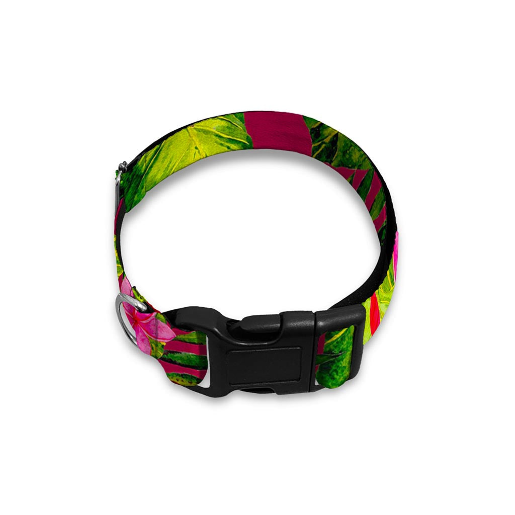 Pink Hawaiian Tropical Pattern Print Dog Collar