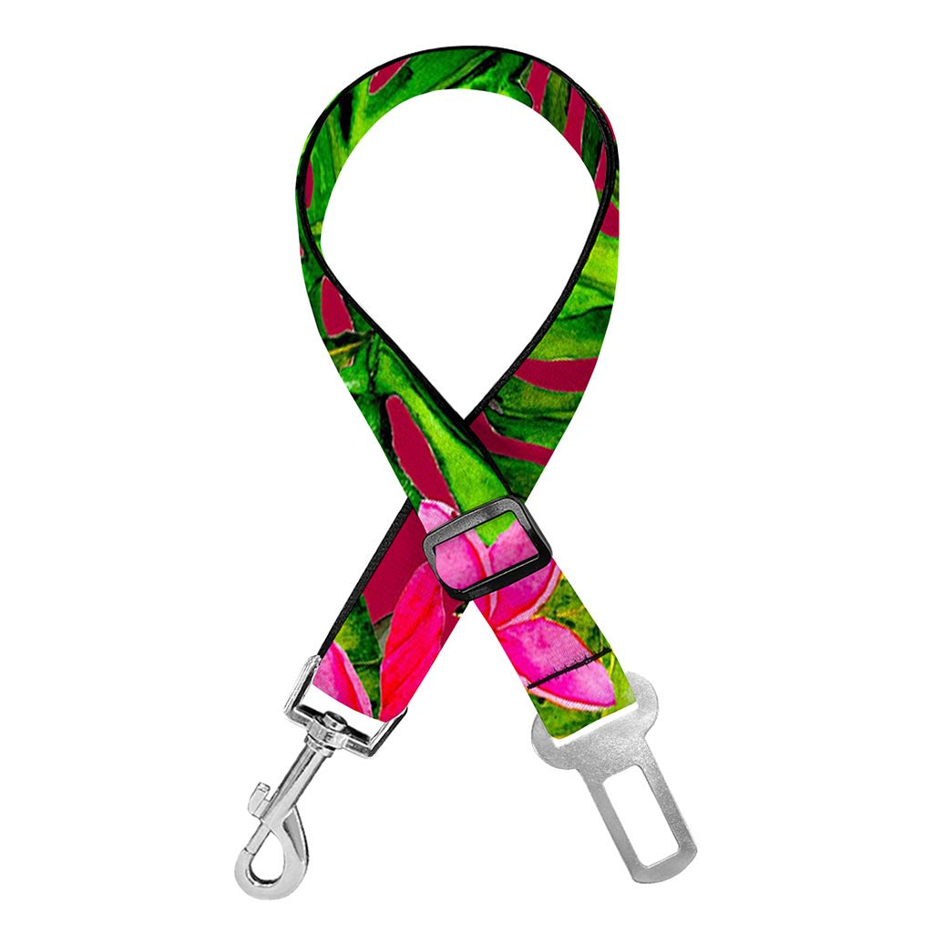 Pink Hawaiian Tropical Pattern Print Dog Seat Belt