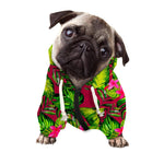 Pink Hawaiian Tropical Pattern Print Dog Zip Up Hoodie