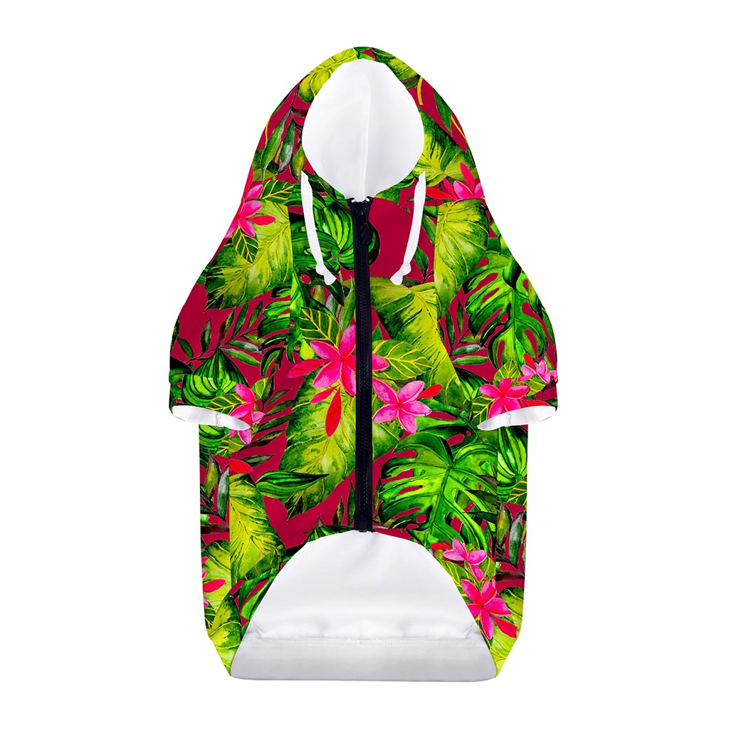 Pink Hawaiian Tropical Pattern Print Dog Zip Up Hoodie