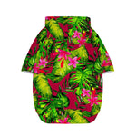 Pink Hawaiian Tropical Pattern Print Dog Zip Up Hoodie