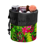 Pink Hawaiian Tropical Pattern Print Drawstring Makeup Bag
