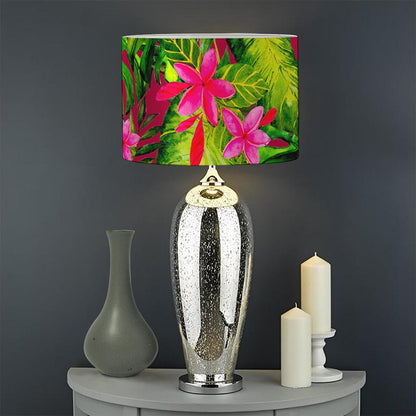 Pink Hawaiian Tropical Pattern Print Drum Lamp Shade