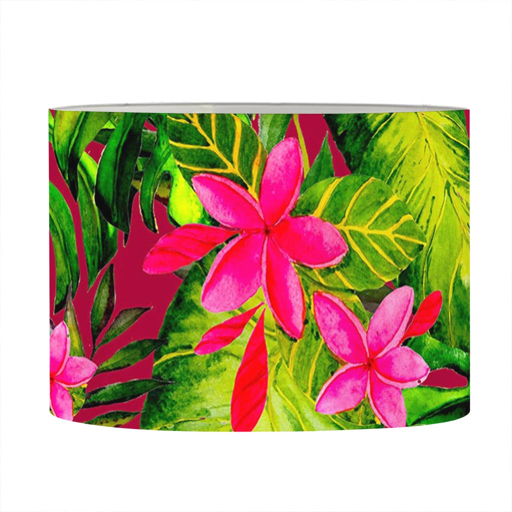 Pink Hawaiian Tropical Pattern Print Drum Lamp Shade