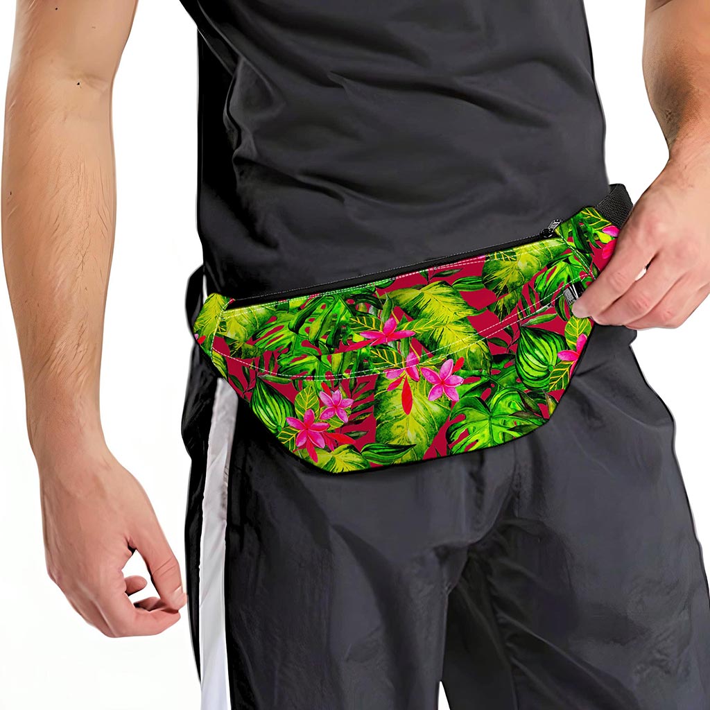 Pink Hawaiian Tropical Pattern Print Fanny Pack