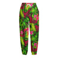 Pink Hawaiian Tropical Pattern Print Fleece Lined Knit Pants