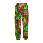 Pink Hawaiian Tropical Pattern Print Fleece Lined Knit Pants