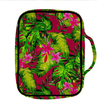 Pink Hawaiian Tropical Pattern Print Front Pocket Bible Bag