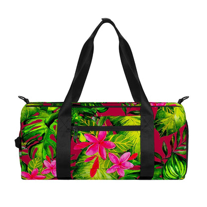 Pink Hawaiian Tropical Pattern Print Gym Bag