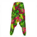 Pink Hawaiian Tropical Pattern Print Hammer Pants