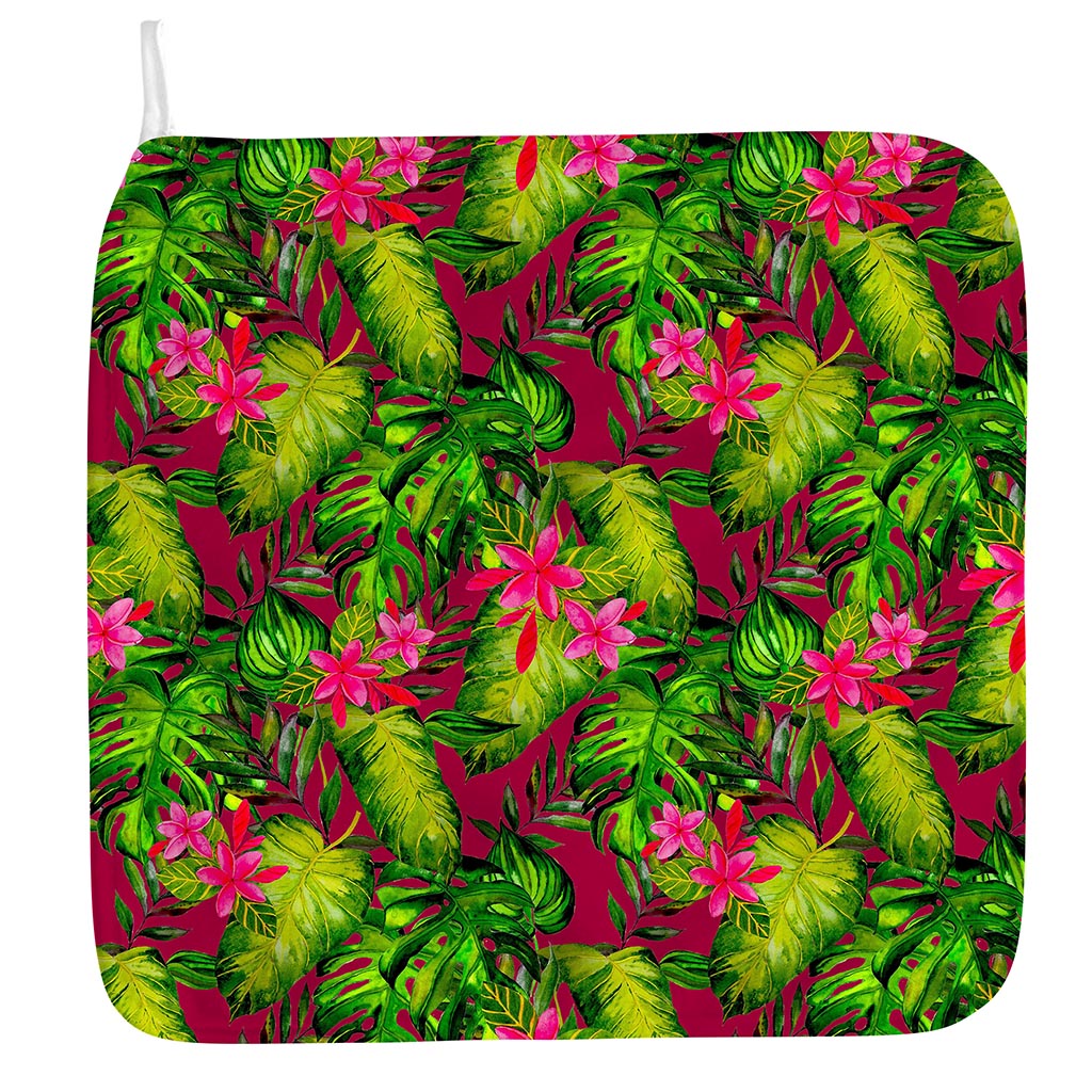Pink Hawaiian Tropical Pattern Print Hand Towel