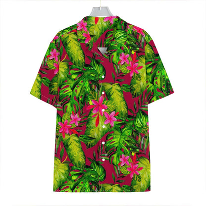 Pink Hawaiian Tropical Pattern Print Hawaiian Shirt