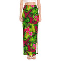 Pink Hawaiian Tropical Pattern Print High Slit Maxi Skirt