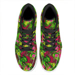 Pink Hawaiian Tropical Pattern Print High Top Leather Sneakers