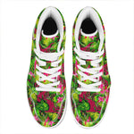 Pink Hawaiian Tropical Pattern Print High Top Leather Sneakers