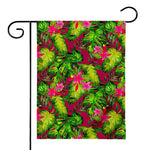Pink Hawaiian Tropical Pattern Print House Flag
