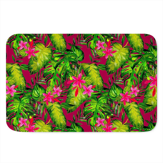 Pink Hawaiian Tropical Pattern Print Indoor Door Mat