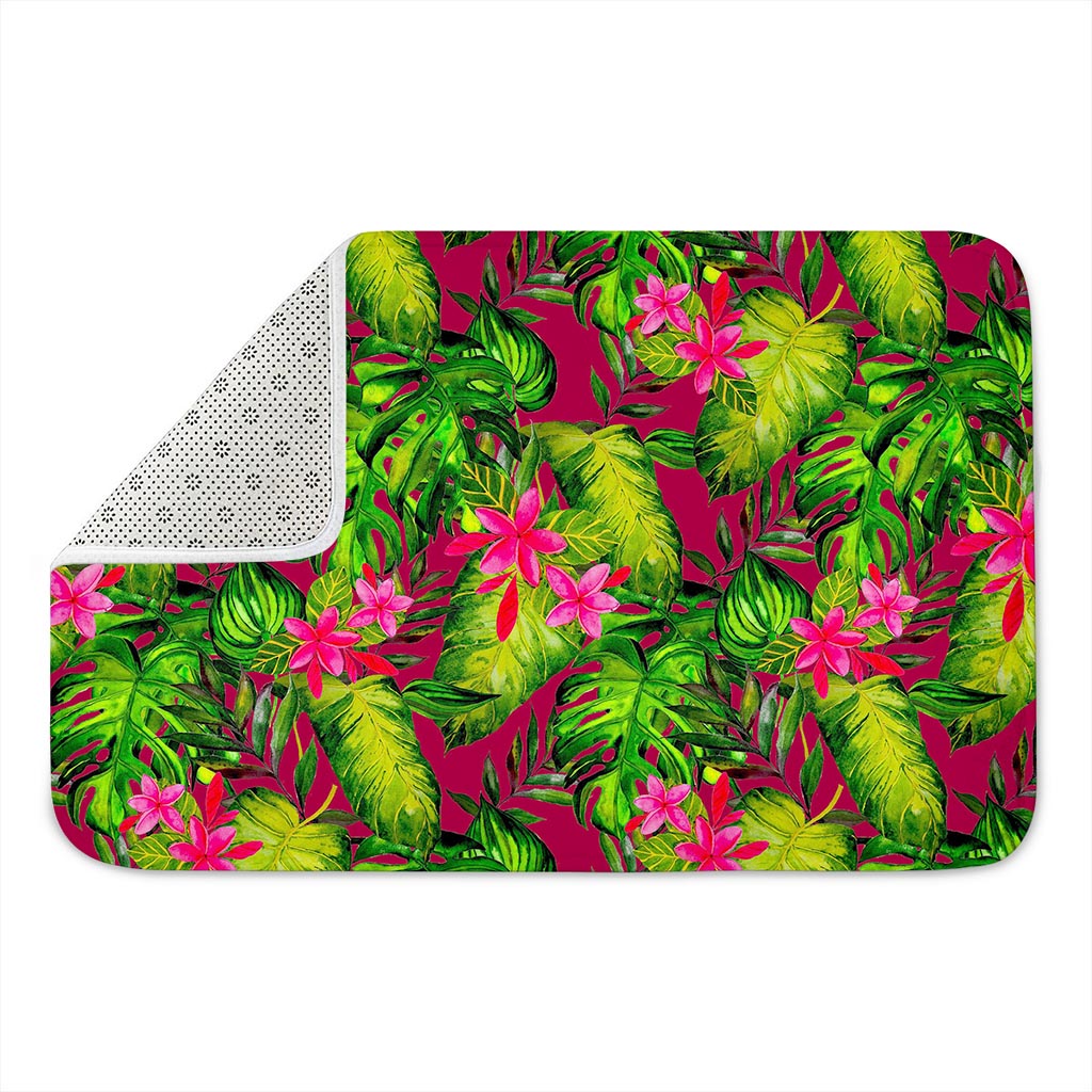 Pink Hawaiian Tropical Pattern Print Indoor Door Mat