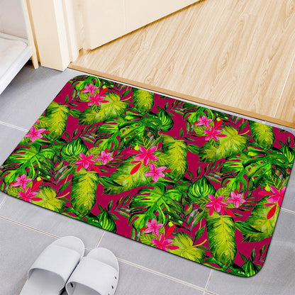 Pink Hawaiian Tropical Pattern Print Indoor Door Mat