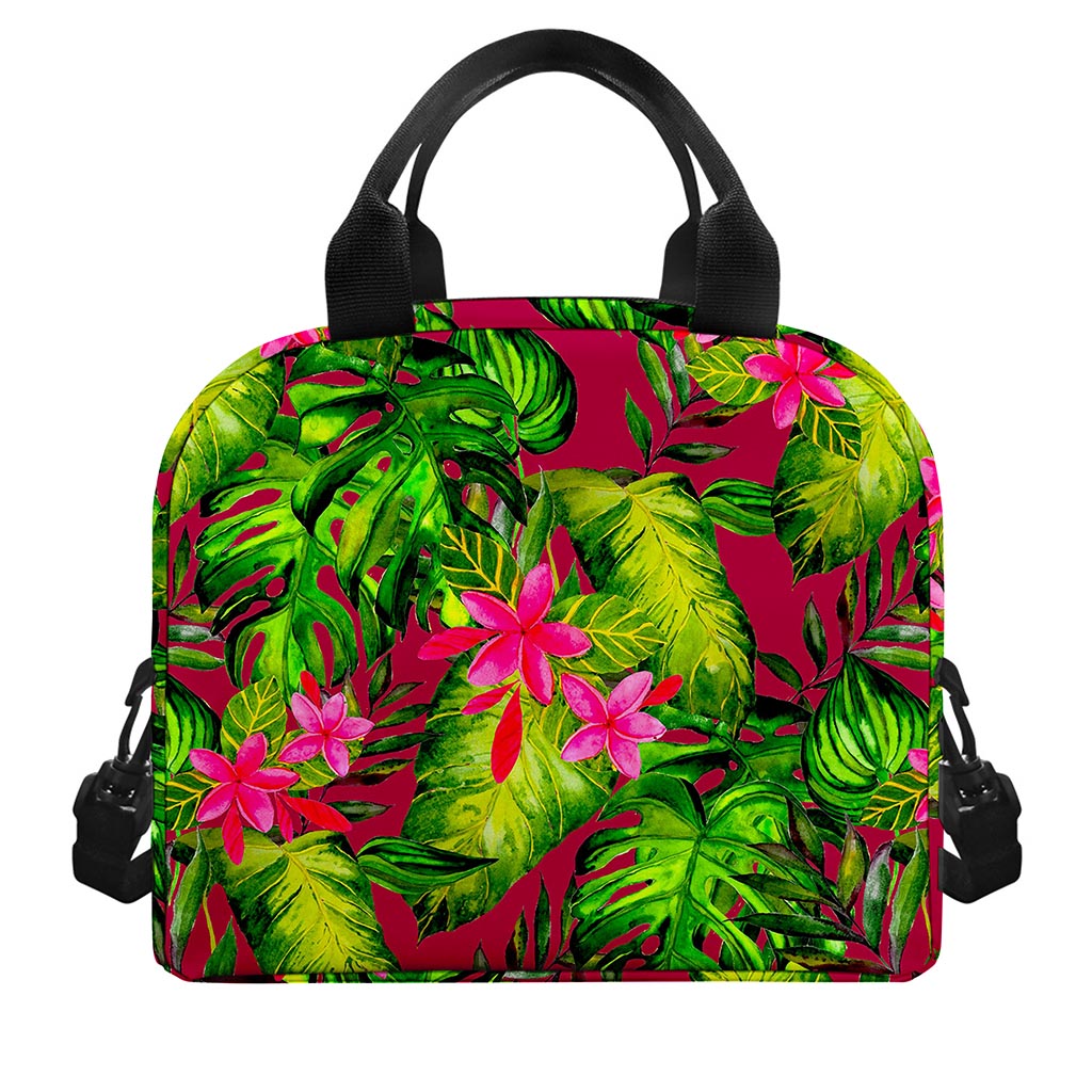 Pink Hawaiian Tropical Pattern Print Insulated Lunch Bag