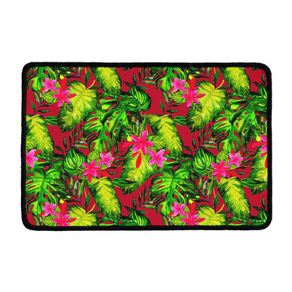 Pink Hawaiian Tropical Pattern Print Kitchen Mat