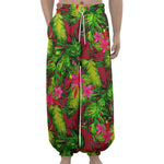 Pink Hawaiian Tropical Pattern Print Lantern Pants