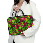 Pink Hawaiian Tropical Pattern Print Laptop Sleeve With Handle