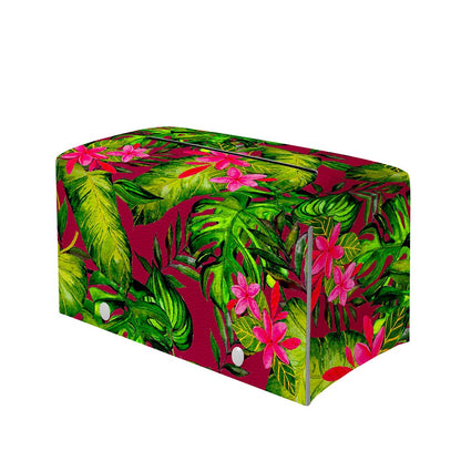 Pink Hawaiian Tropical Pattern Print Leather Tissue Box Cover