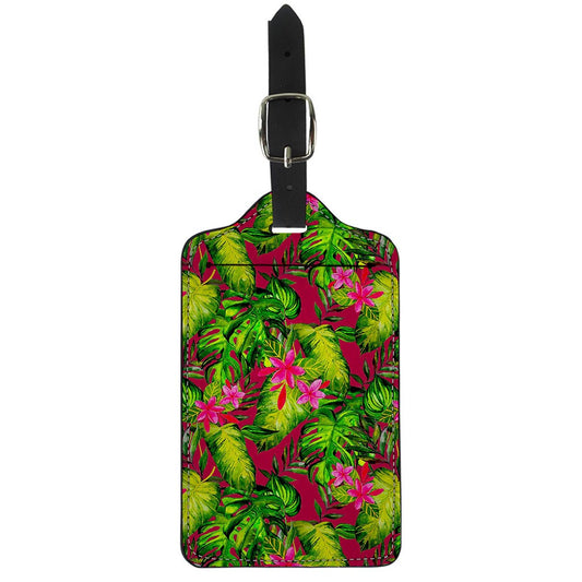 Pink Hawaiian Tropical Pattern Print Luggage Tag