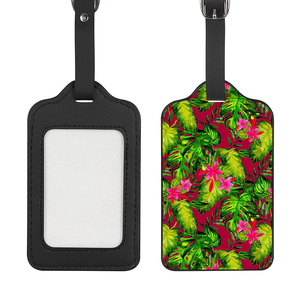 Pink Hawaiian Tropical Pattern Print Luggage Tag