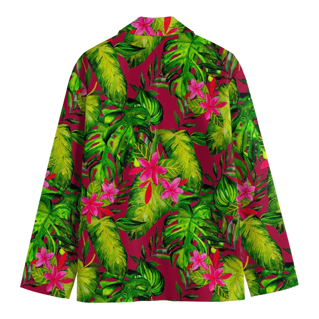 Pink Hawaiian Tropical Pattern Print Men's Blazer