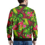 Pink Hawaiian Tropical Pattern Print Men's Bomber Jacket