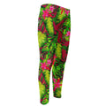 Pink Hawaiian Tropical Pattern Print Men's Compression Pants