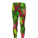 Pink Hawaiian Tropical Pattern Print Men's leggings